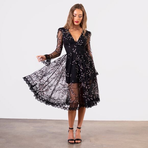 HELSI Ella Embroidered Long Sleeve Midi Dress L - Picture 7 of 10